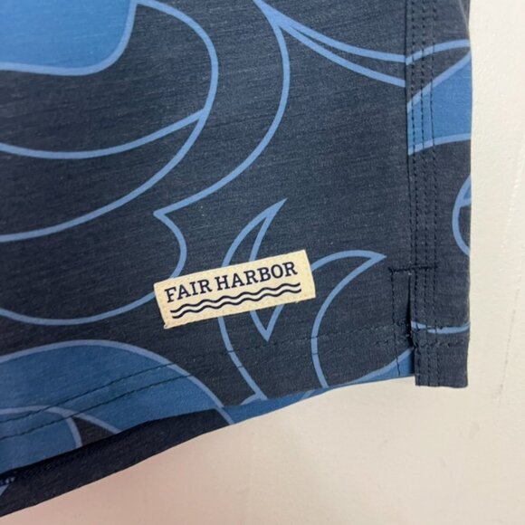 Fair Harbor Blue Print Board Shorts Drawstring 34 Waist zq - Picture 2 of 4